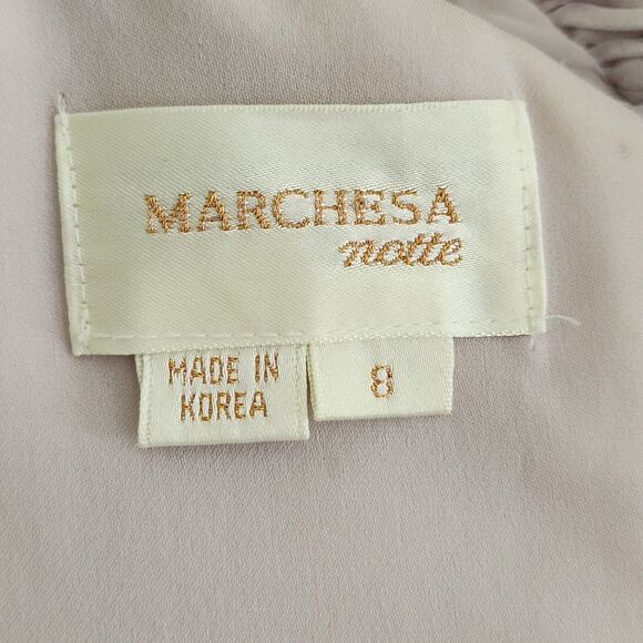 Marchesa Notte Womens Strapless Evening Dress Mauve Chiffon Asymmetric **FLAWS** - Picture 11 of 16